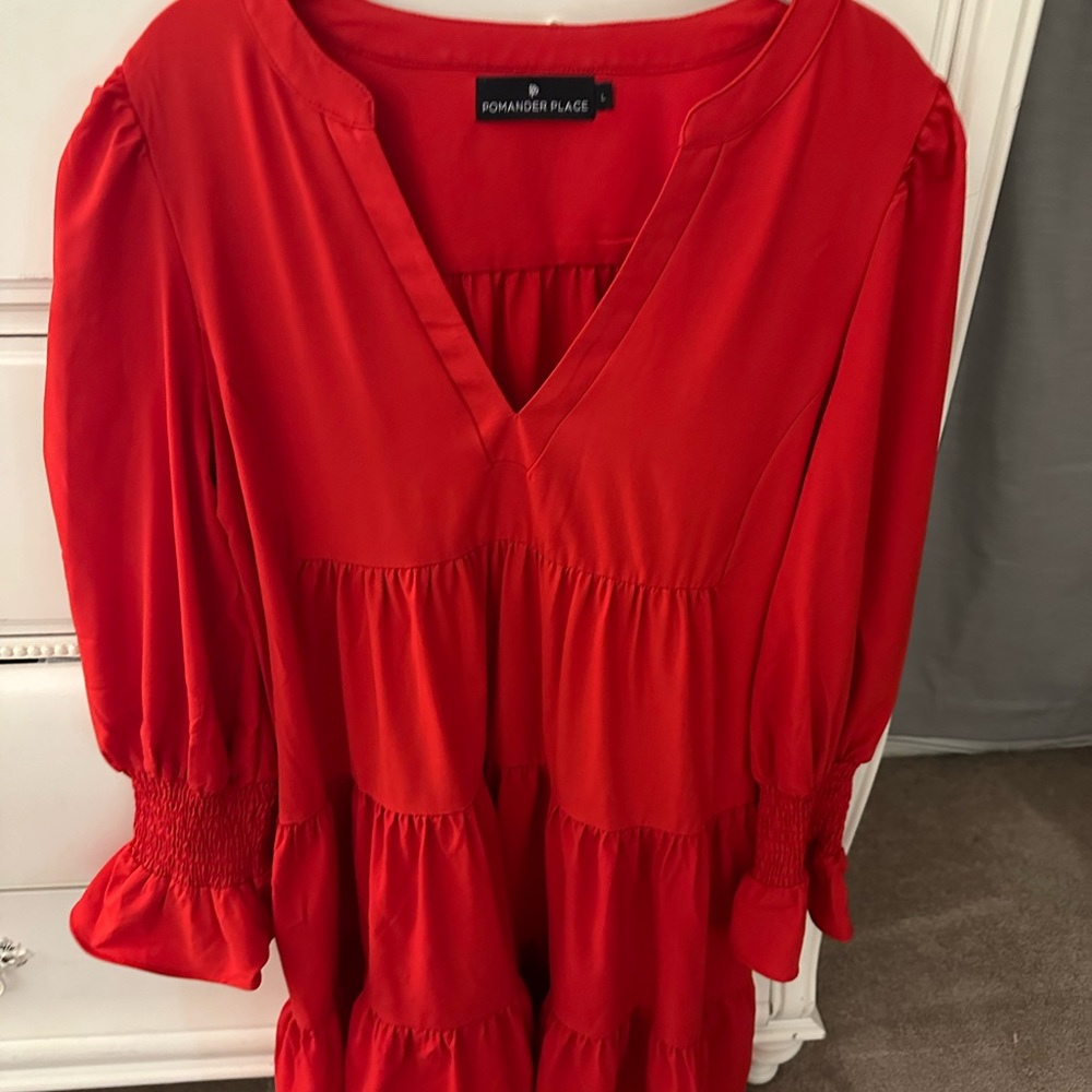 Pomander Place Red Tiered Dress